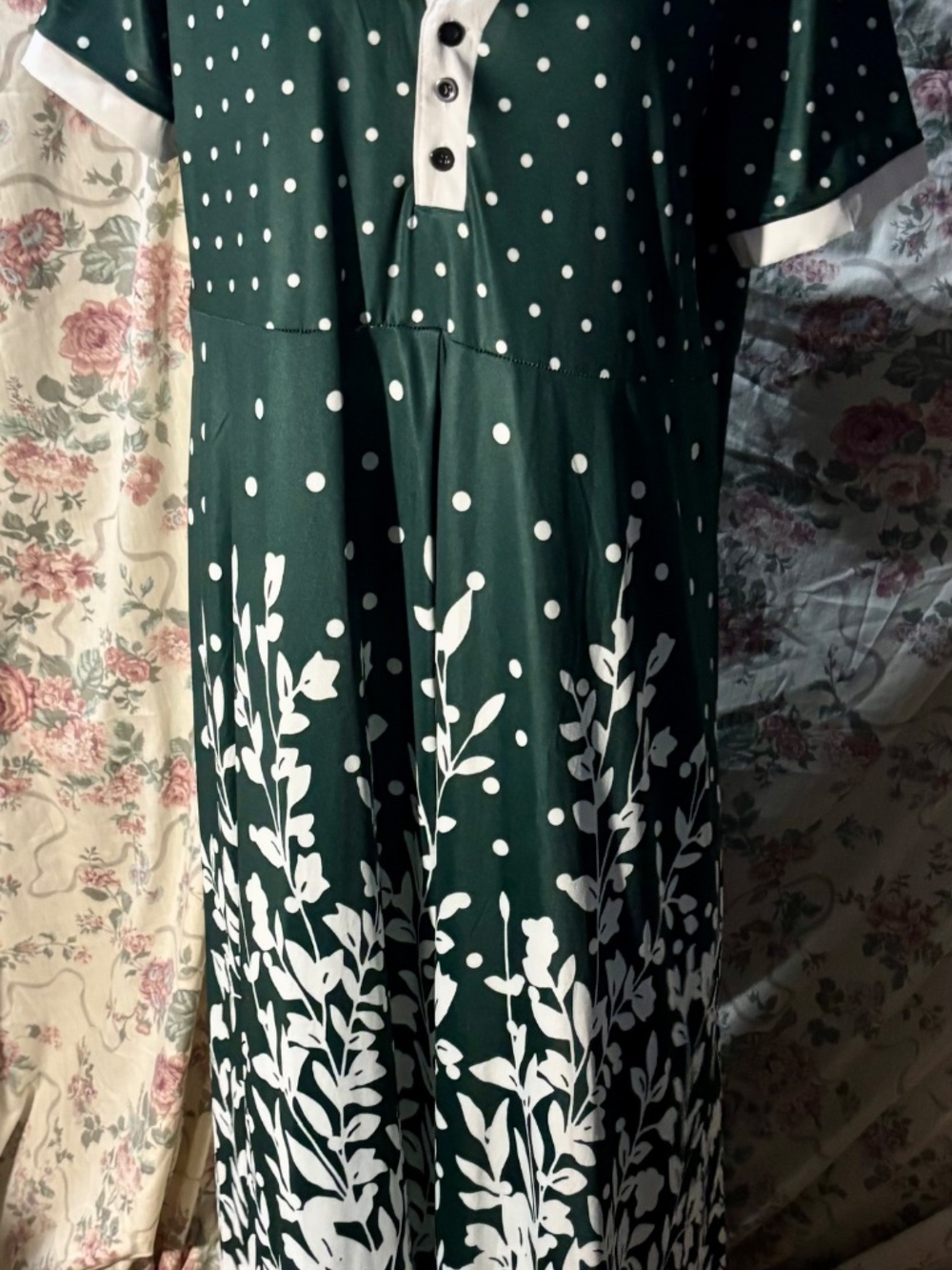 Green and White Flower Dress
